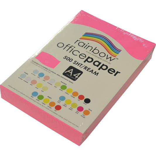 Rainbow Paper A4 75gsm Fluro Colours Fluro Pink Ream_9023512_39105