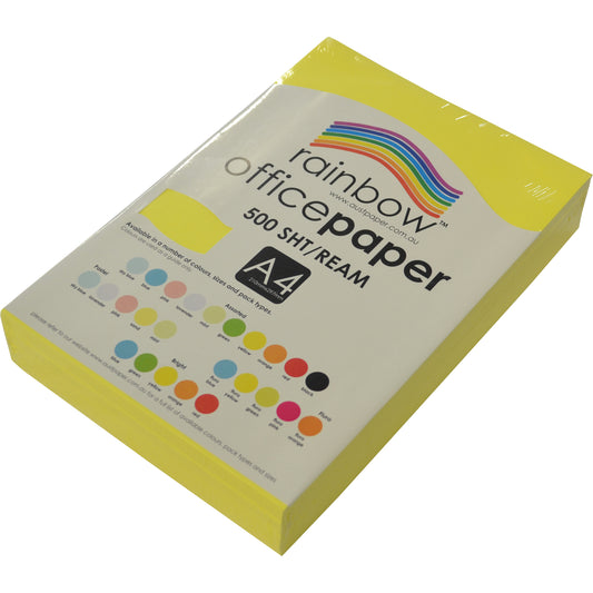 Rainbow Paper A4 75gsm Fluro Colours Fluro Yellow Ream_9023513_49465