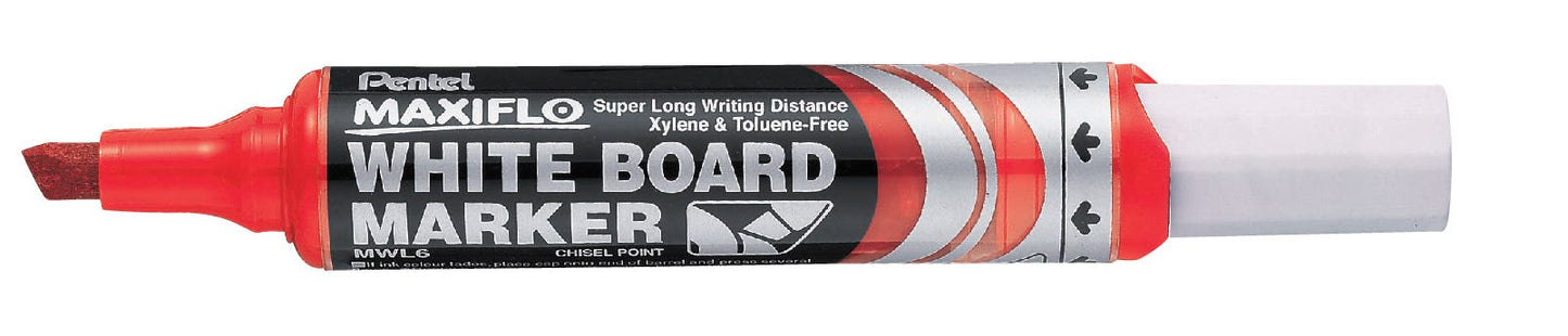 Pentel Marker Whiteboard Maxiflo Chisel Point Medium Red 9023626 11076