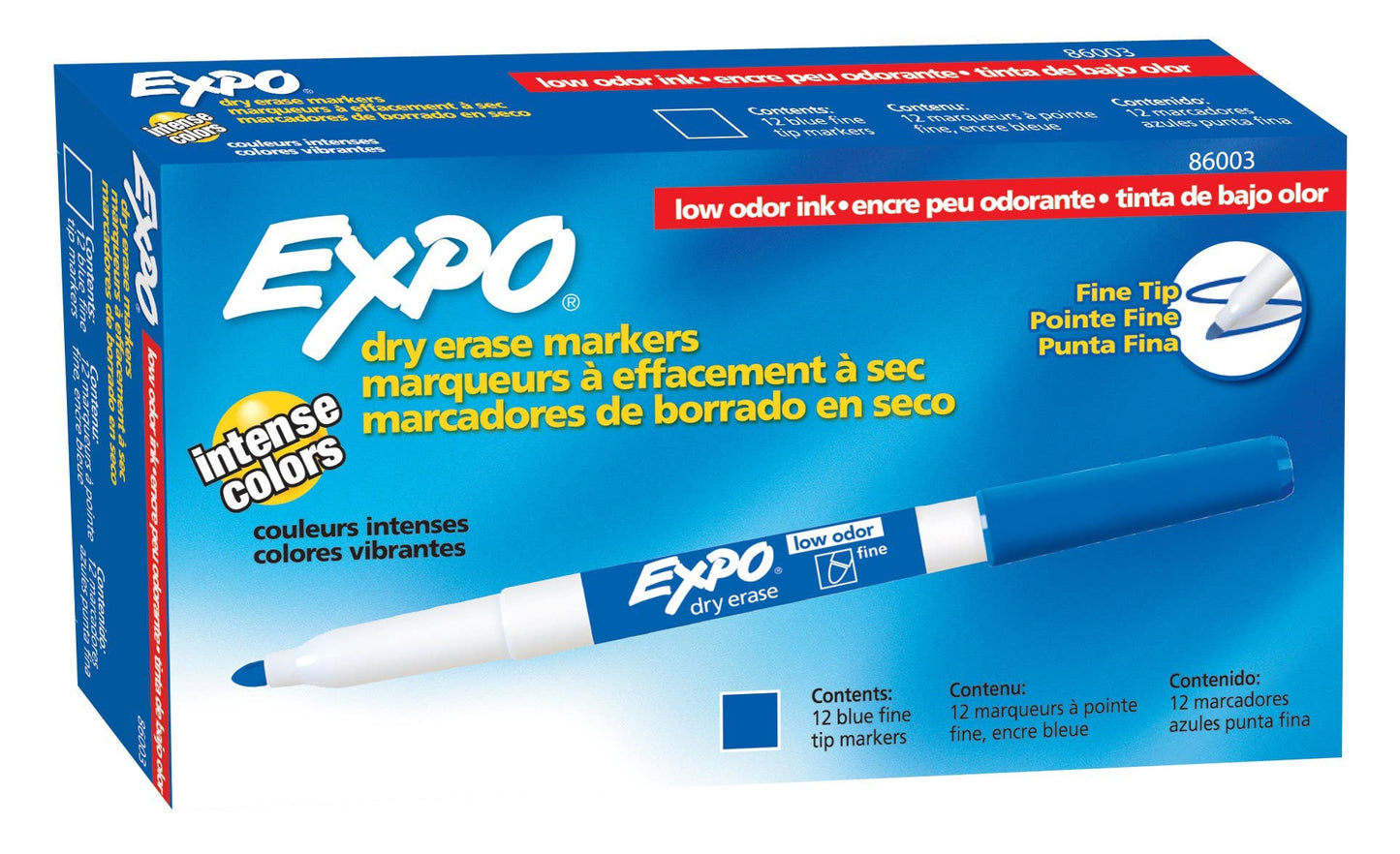 Expo Marker Dry Erase Low Odor Fine Point 1.4mm Blue 9023634 86003