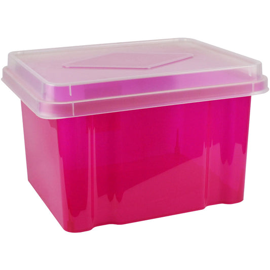 Italplast Storage Box Tinted Pink Base Clear Lid 360wx450lx285hmm 32L_9023694_24682