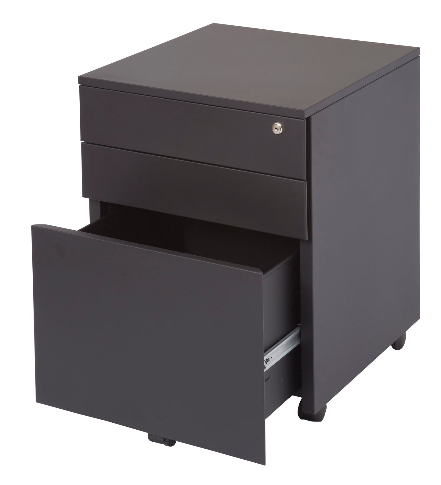 Rapid Mobile Pedestal Metal 2 Drawer/1 File Lockable Black Satin_9024593_GMP3 BL
