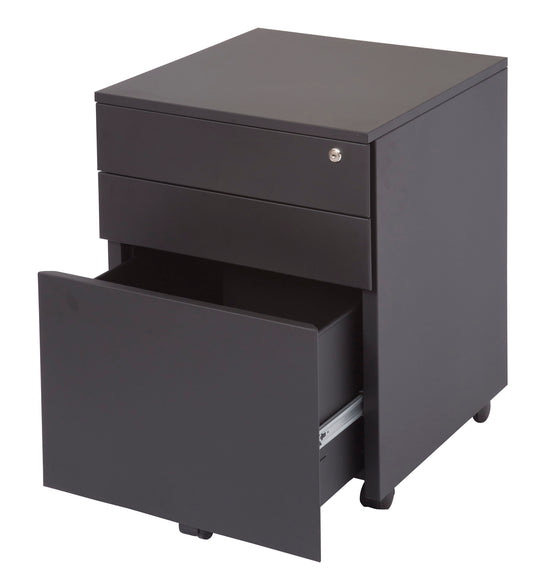 Rapid Mobile Pedestal Metal 2 Drawer/1 File Lockable Black Satin_9024593_GMP3 BL