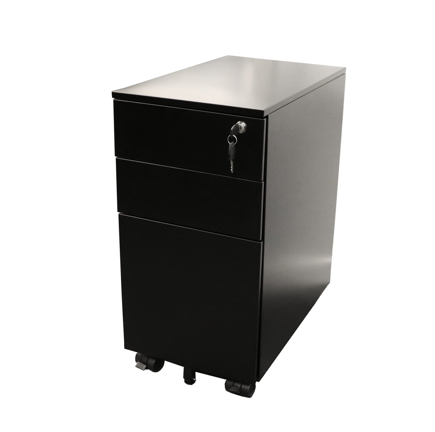 Rapid Slimline Mobile Pedestal Metal 2 Drawer/1 File Lockable Black 9031360 GSP3 BL