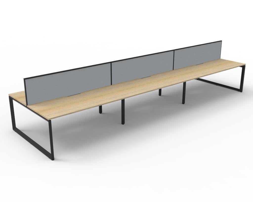 Deluxe Rapid Infinity 6 Person 2 Sided Desk Black Loop Leg 1200X750 Overall_9031752_D-ILLDWS6P1275 NO/BL