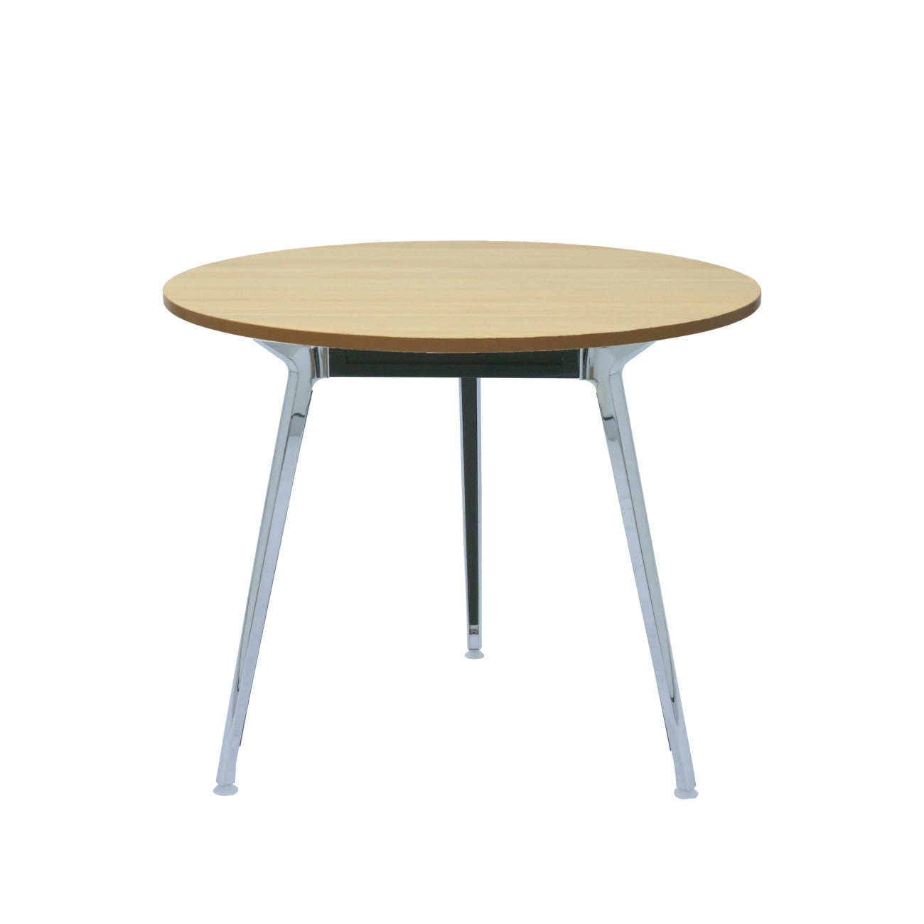 Rapid Air Round Table Polished Aluminium Frame With 900Mm Dia Natural Oak T_9032191_RART9 NO_NLA