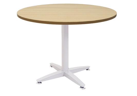 Rapid Span 4 Star Round Table 900Mmx730Mmh White Base Natural Oak Top_9032231_RWRT9 NO