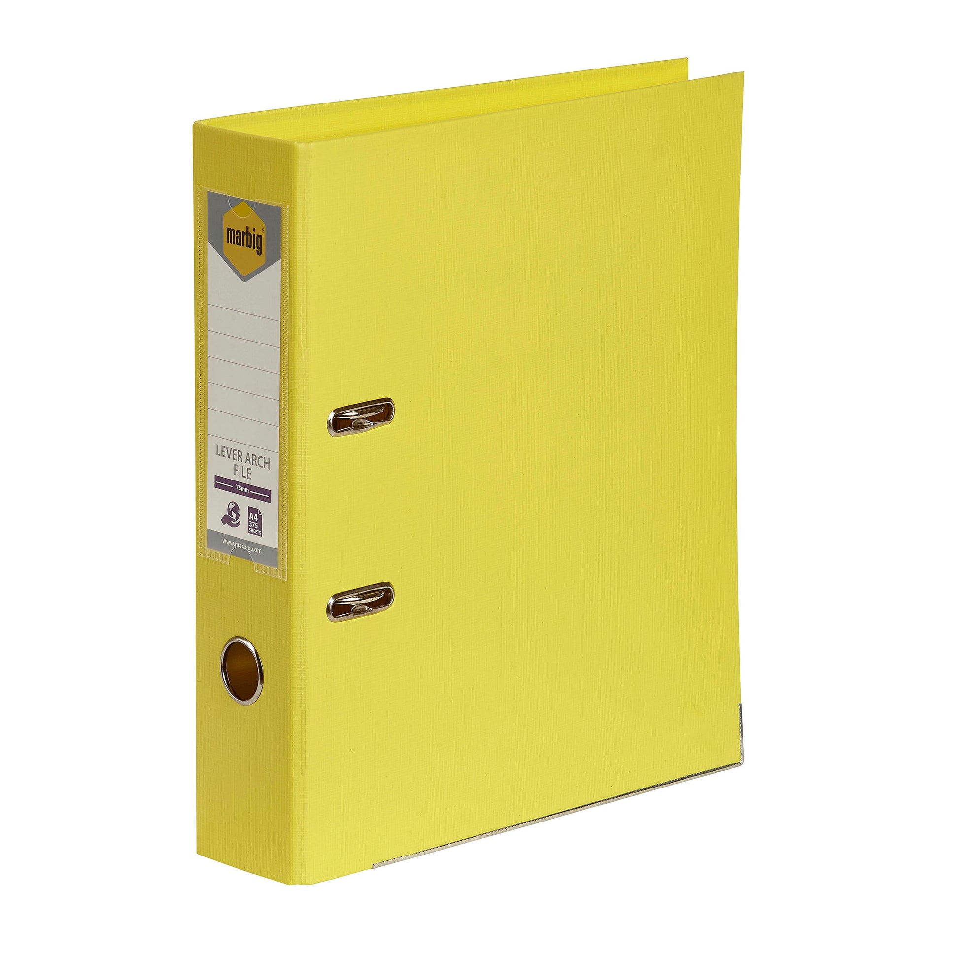 Marbig PE Linen Lever Arch File A4 Lemon 9033511 6601005
