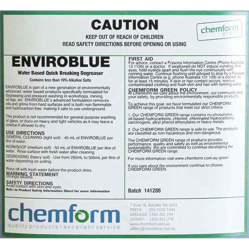 Degreaser Concentrate Enviroblue 1,000L Chemform 79013846 ENVIROBLUE.NRB