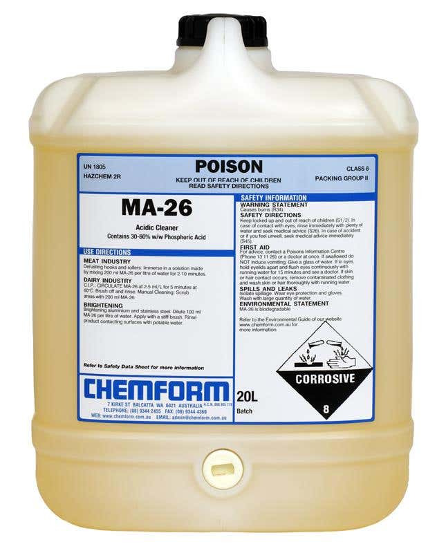 Descaler Acid + Deruster For Ferrous Metal MA-26 20L 90400364 MA26.20
