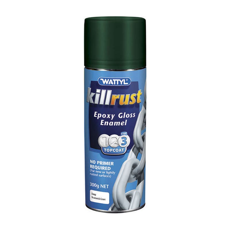 Protective Paint Killrust Epoxy Enamel Gloss Deep Brunswick Green Aerosol 300g Wattyl 90650086 115205.530