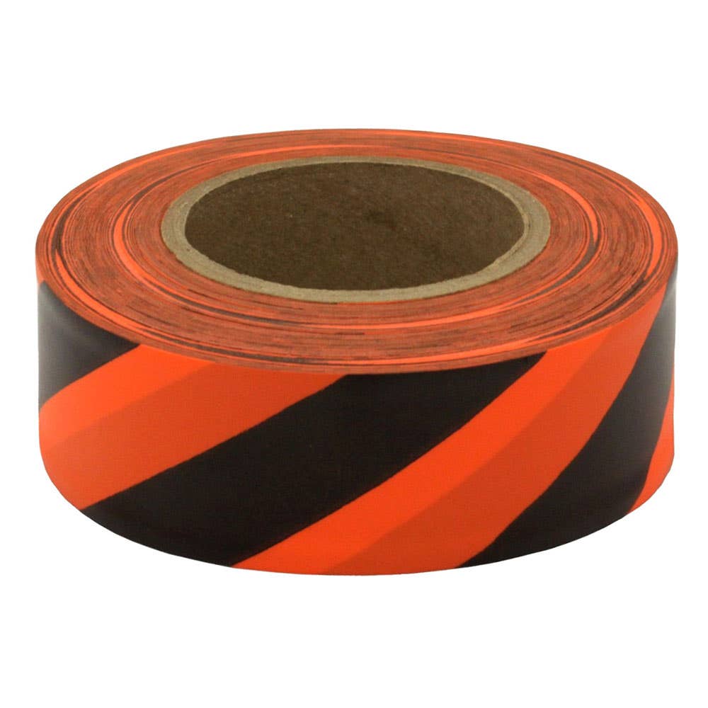 Tape Flagging Orange/Black Stripe 25mm x 75m 90780115 TF25/B/O