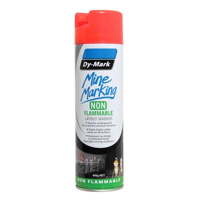 Marking Paint Mine Marking Non-Flammable Vertical Fluoro Red Aerosol 400g Dy-Mark 90888024 38043522