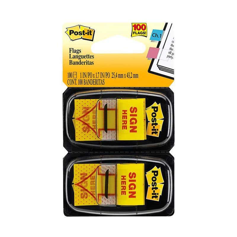 Label Tab/Flag SIGN HERE Yellow 25 X 44mm Post-It Pk 2 90910745 POST6080T