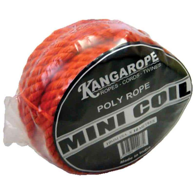 Rope Polyethylene Mono 3 Strand Mini Coil 10mm x 10m OrangeKangarope 91118004 MC10X10M