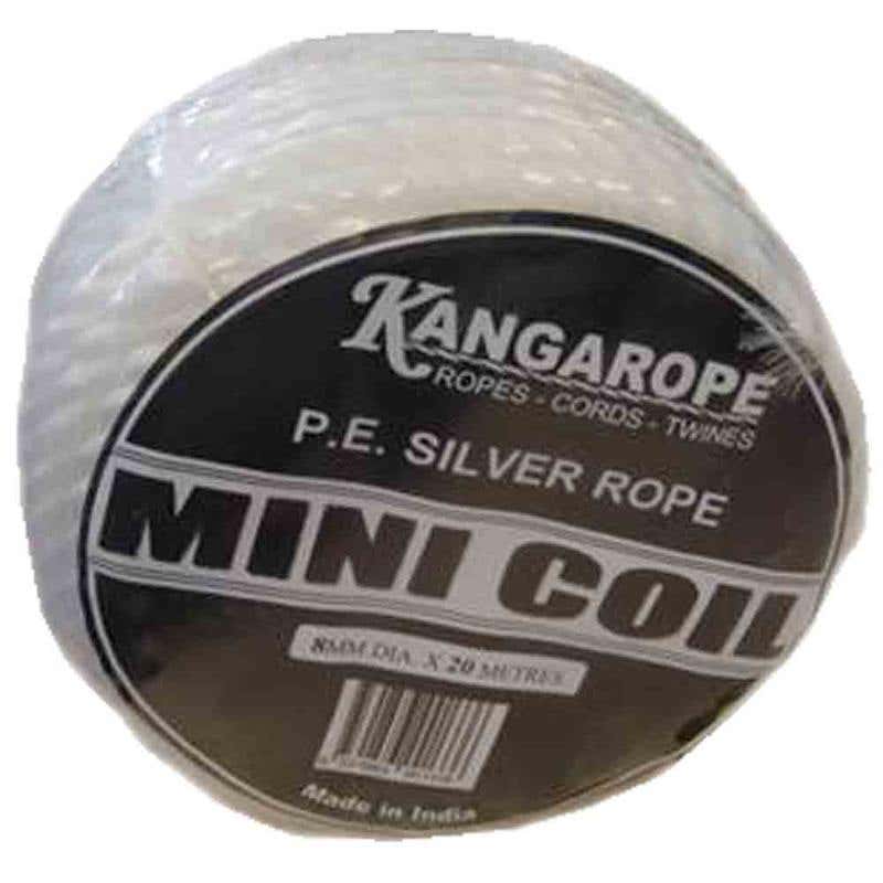 Rope Polyethylene Silver Mini Coil 10mm x 10m White Kangarope 60015104 MCS10X10M