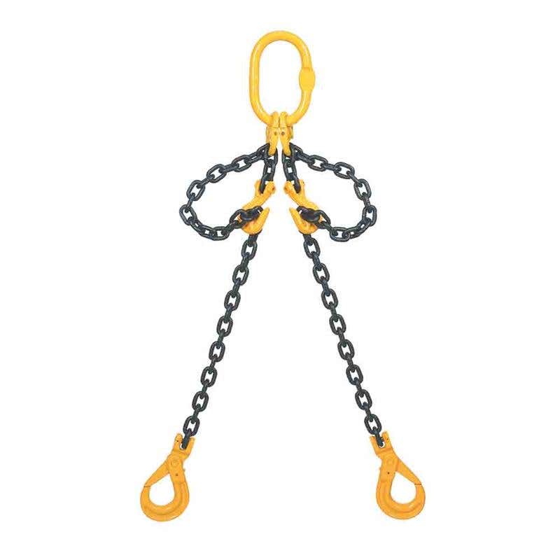 Chain Sling 2 Leg Grade T80 Self Lock Hook + Shorteners 10mm x 1m 91188328 CS1021