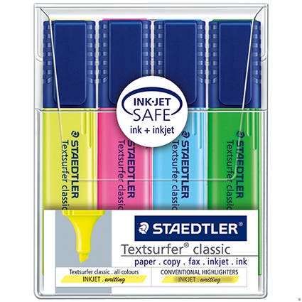 Staedtler Textsurfer Highlighter 364 Wp4 Assorted Wallet Of 4 16251100 364 WP4