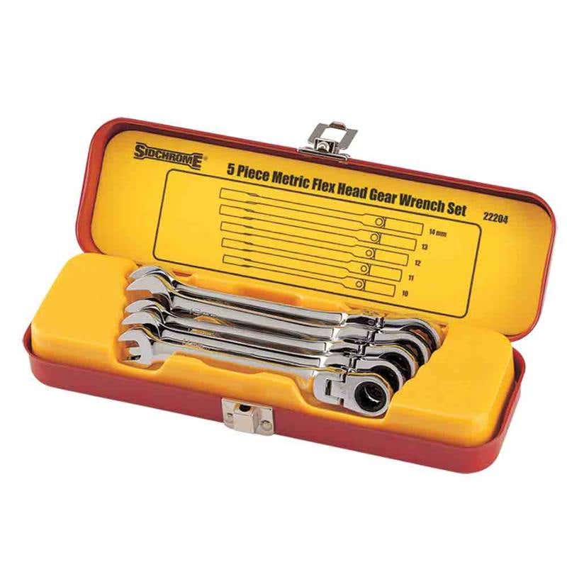 Wrench Set Metric 5 Piece Flex Head Geared Sidchrome 91610045 SCMT22204