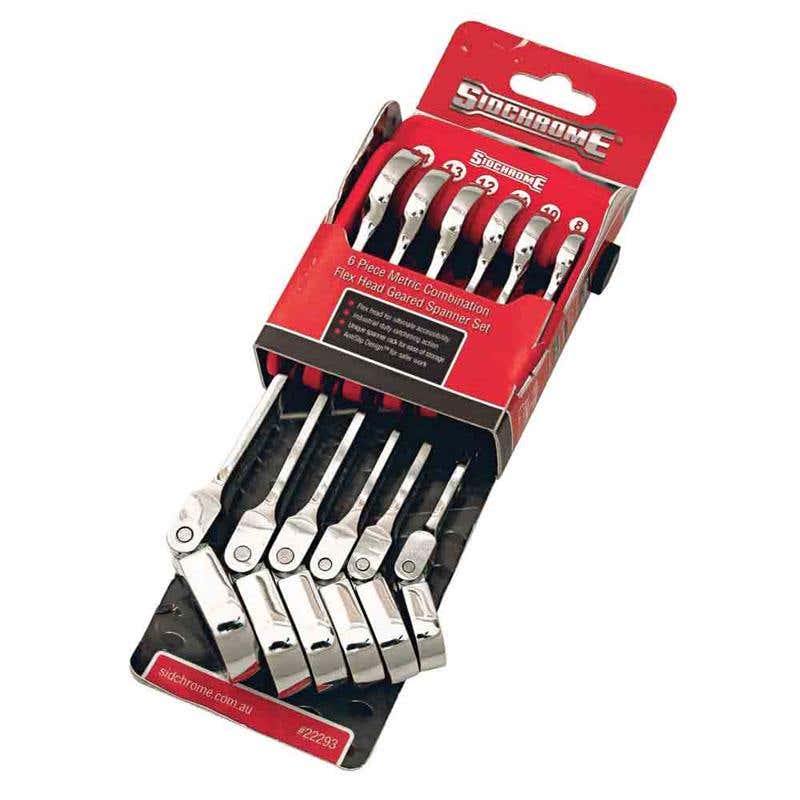 Spanner Set Combination Geared Ergo Metric Flex Head 6 Piece Sidchrome 91638182 SCMT22293