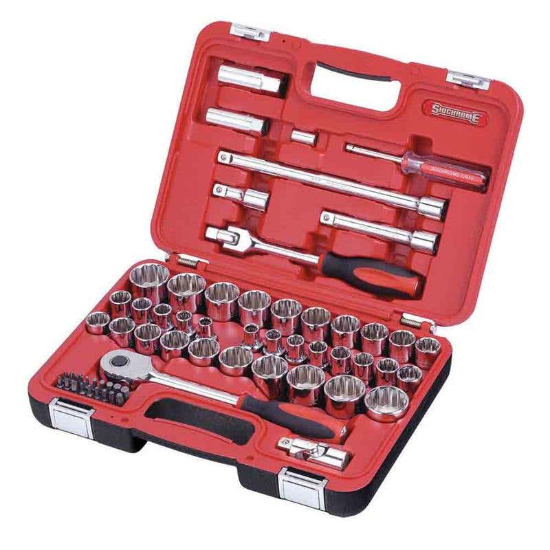 Socket & Ratchet Set 1/2'' Dr AF/Metric 61 Piece Sidchrome 91710054 SCMT10801