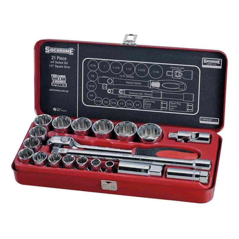 Socket & Ratchet Set 1/2 Dr AF 21 Piece Sidchrome 91990003 SCMT14412