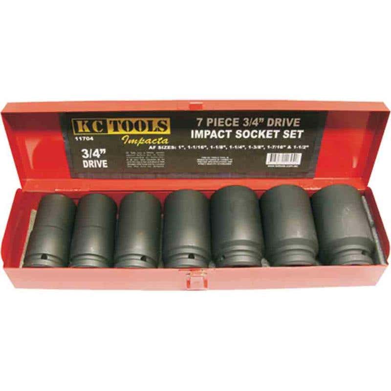 Socket Set Impact 3/4'' Dr 1'' - 1-1/2'' AF 7 Piece Deep 91990013 11704