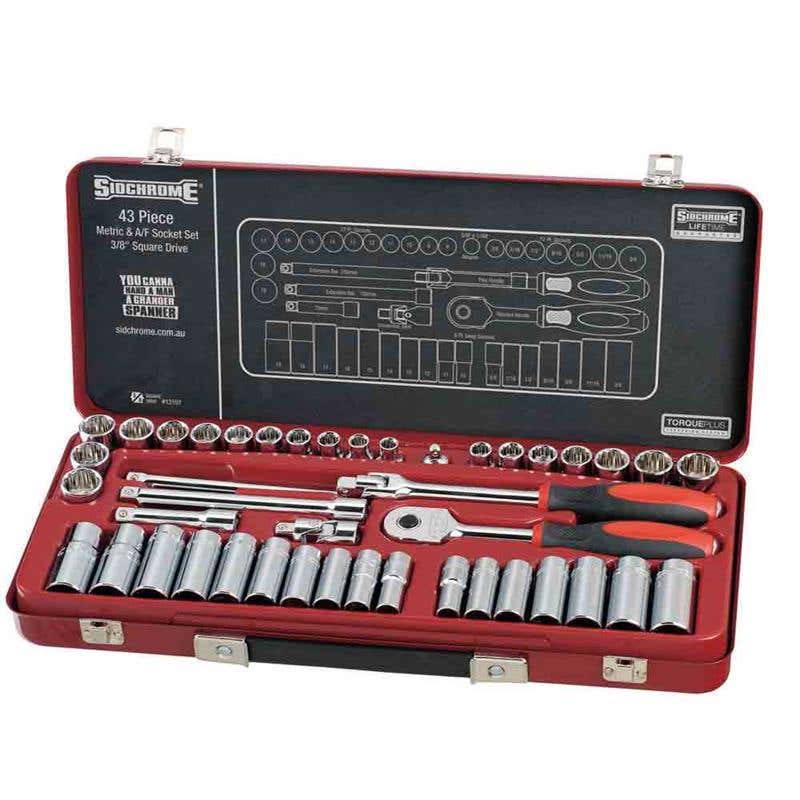 Socket & Ratchet Set 3/8'' Dr AF/Metric 43 Piece Sidchrome 91998013 SCMT13107