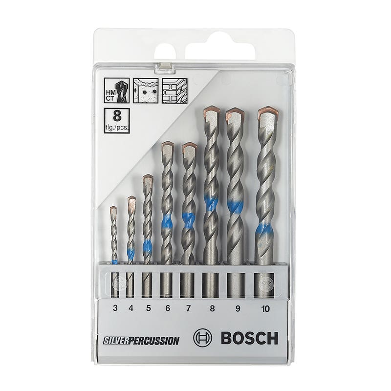 Bit Drill Set Masonry 8 Piece 3-10mm Silver Percussion Bosch_92270350_2.607.017.082