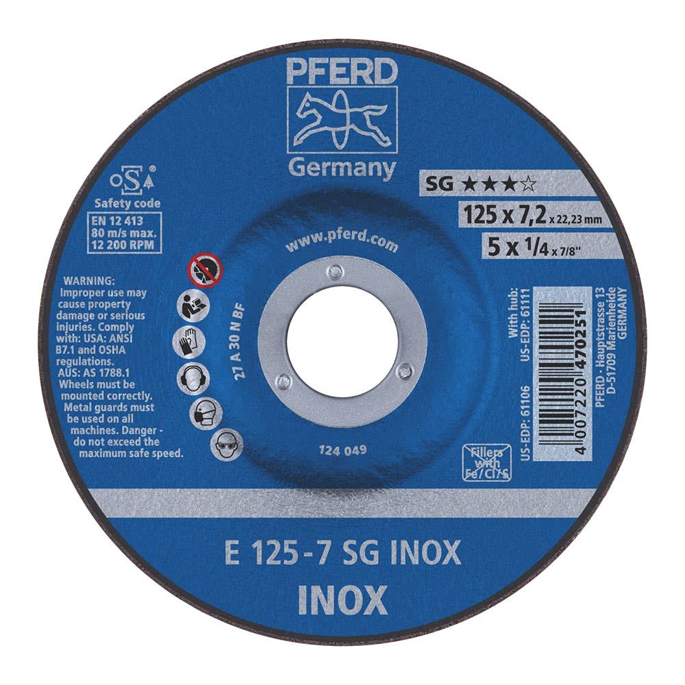 Disc Grinding Inox 125 x 6.4 x 22mm Pferd 925001 62212623