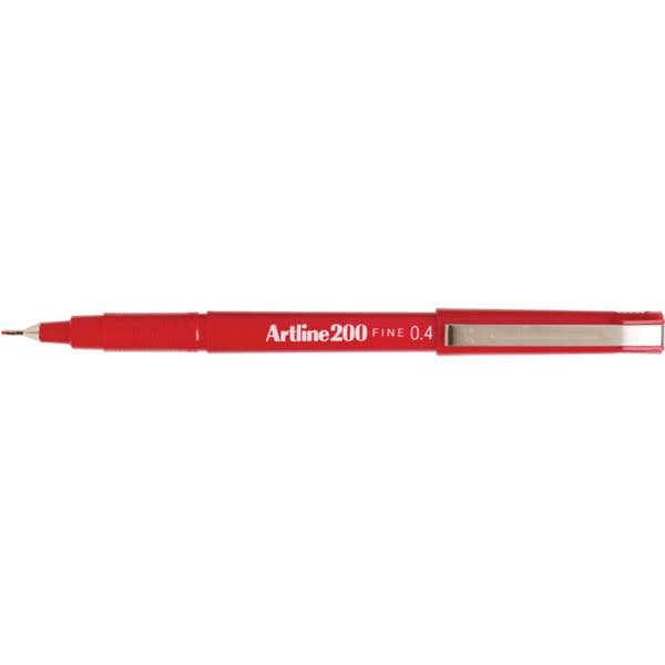 Artline 200 Fineliner Pen 0.4mm Box 12 Red 925001003 120002