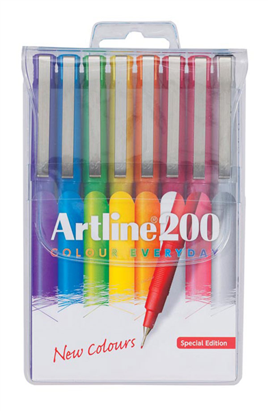 Artline 200 Bright Fineliner Pen 0.4mm Wallet 8 Hard Case_1013193_1200748HC