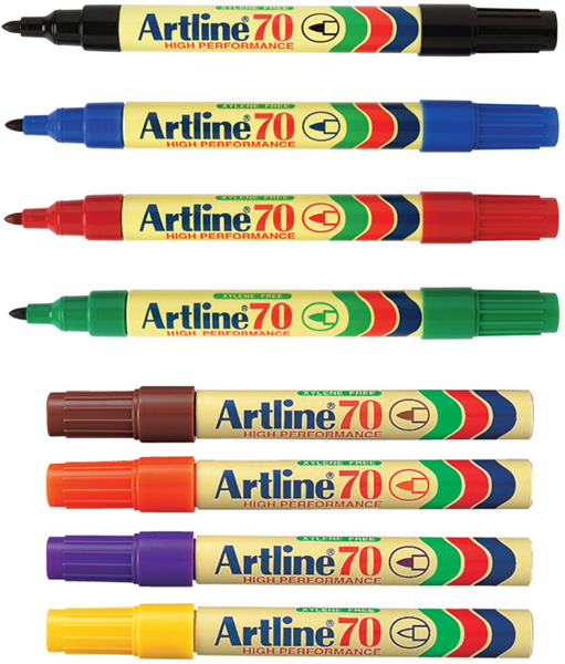 Artline 70 Permanent Marker Bullet Point 1.5mm Box 12 Assorted 925007000 107041