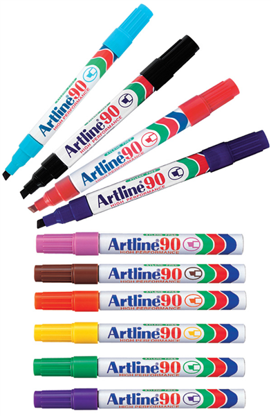 Artline 90 Permanent Marker Chisel Point Box 12 Asst 9005793 109041
