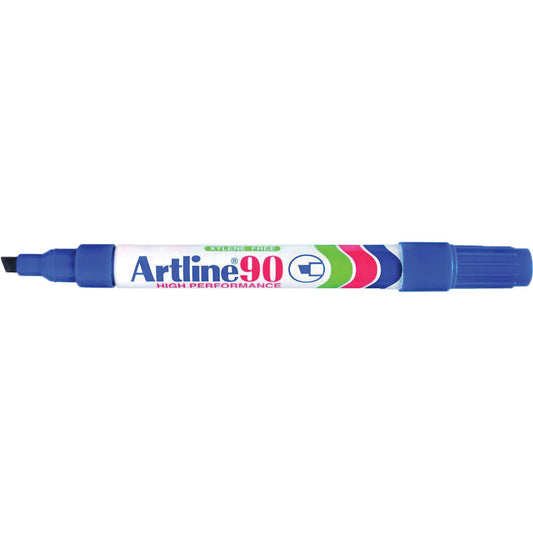 Artline 90 Permanent Marker Chisel Point Box 12 Blue_925008002_109003