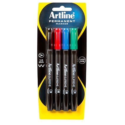 Artline Supreme Permanent Marker 1mm Assorted Pack 4 1040267 107174