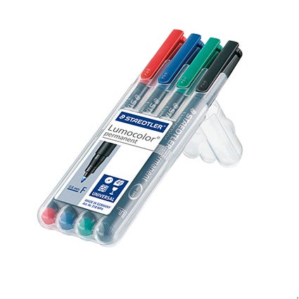 Staedtler Lumocolor Permanent Pen Fine 0.6mm 318Wp4 Pack 4 16601100 318 WP4