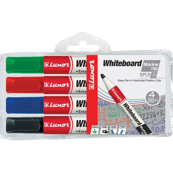 Luxor Marker Whiteboard Bullet Point Assorted Wallet 4 1022127 3390/4WT