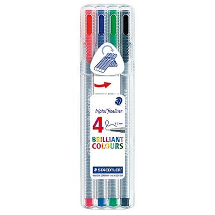 Staedtler Pen 334 Sb4 Triplus Fineliner Assorted (4) 1040430 334 SB4