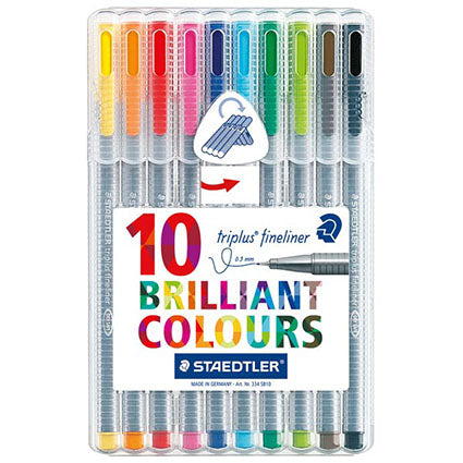 Staedtler Triplus 334 SB10 Fineliner Fine 0.3mm Assorted 10_935601100_334 SB10