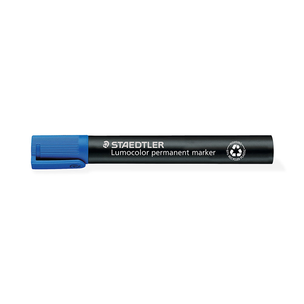 Staedtler Lumocolor Permanent Marker 350-3 Chisel Point 5mm Blue Pack 10_925701502_350-3