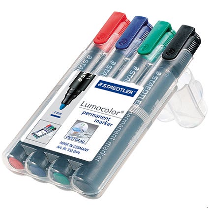 Staedtler Lumocolor Permanent Marker 352 WP4 Bullet Wallet Of 4 925702200 352 WP4