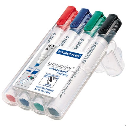Staedtler Lumocolor Whiteboard Marker 351Wp4 Chisel Point 5mm Ass Pack 4 1025450 351 WP4