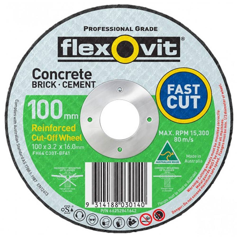 Cut-Off Wheel Masonry C30T 100 x 3.2 x 16mm Flexovit 92608118 66252841642