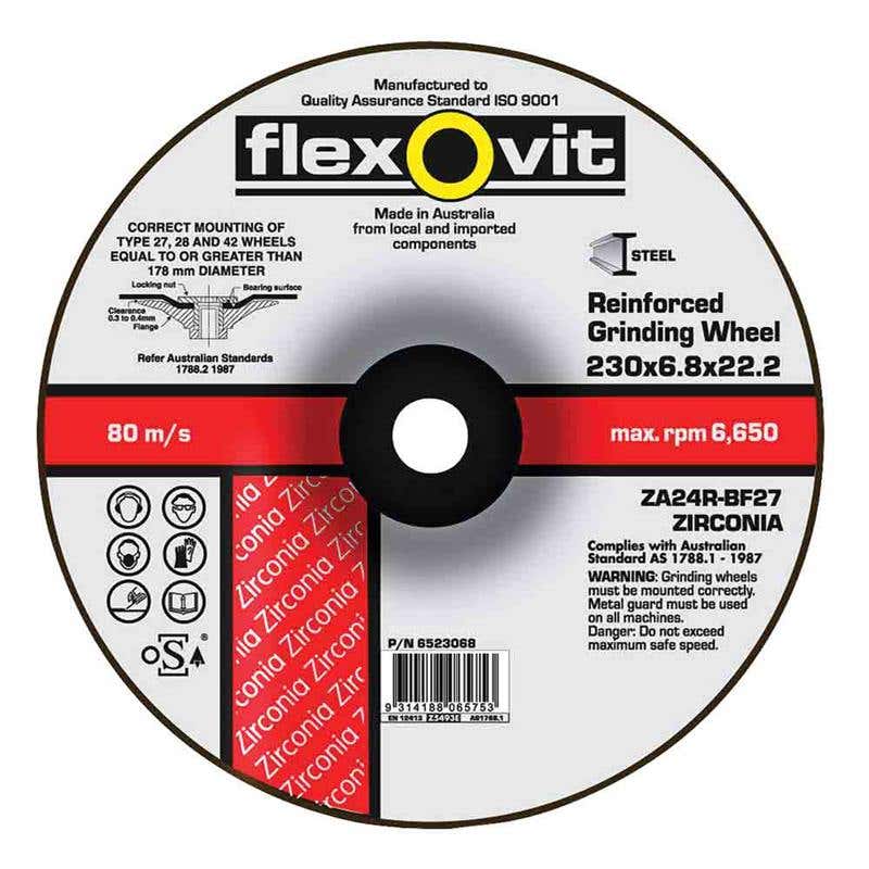 Disc Grinding Zirconia 6650rpm 230 x 6.8 x 22mm Flexovit 92618015 66252841721