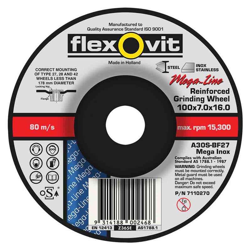Disc Grinding Mega Inox Premium 100 x 7 x 16mm Flexovit 92618025 66252919645