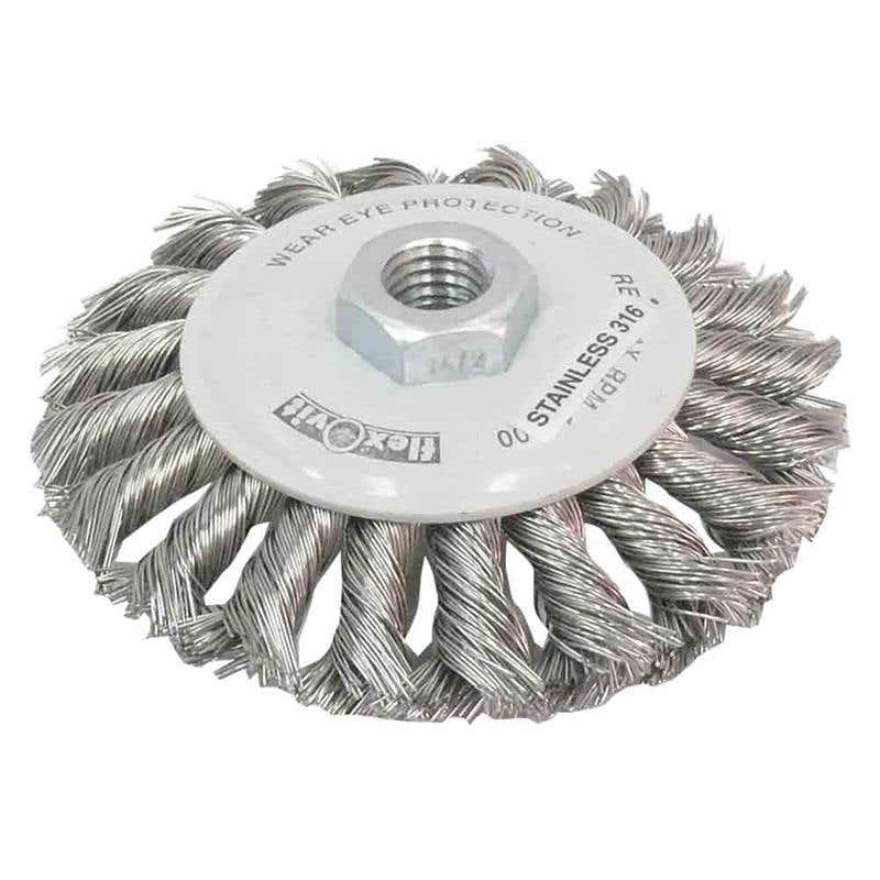Brush Bevel Wire Stainless Steel Twist Knot 100mm x 10mm x 1.5 26G Flexovit 92638074 70184645993