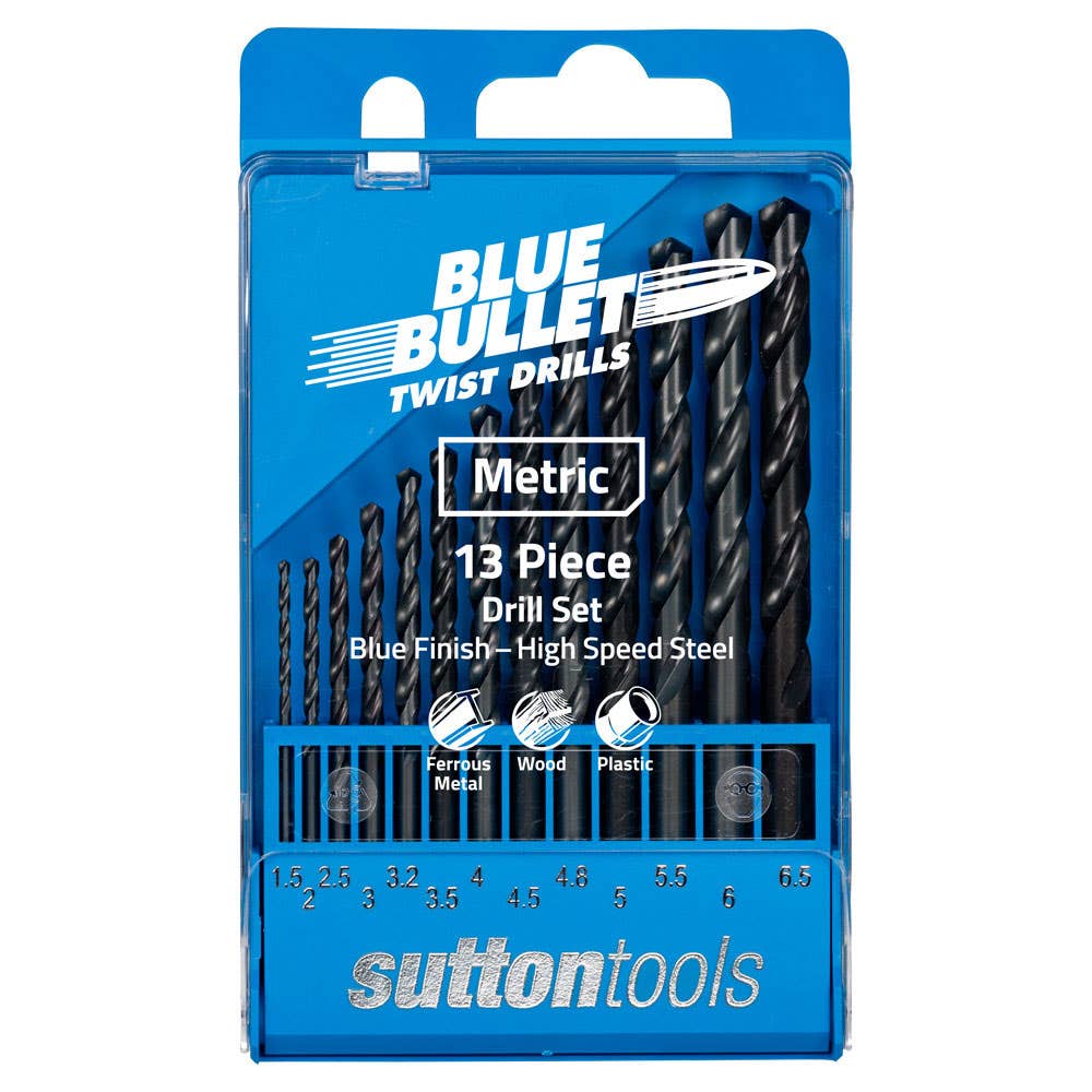 Drill Bit Set Jobber Metric Blue 12 Piece 1-6.5mm x 0.5mm Sutton 92880009 D102SM1