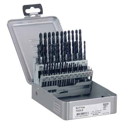 Drill Bit Set Jobber Metric Blue 50 Piece 1-5.9mm x 0.1mm Metal Case Sutton 92888010 D102SM30