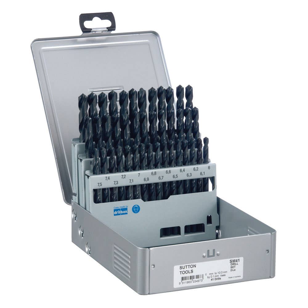 Drill Bit Set Jobber Metric Blue 41 Piece 6-10mm x 0.1mm Metal Case Sutton 92888011 D102SM41